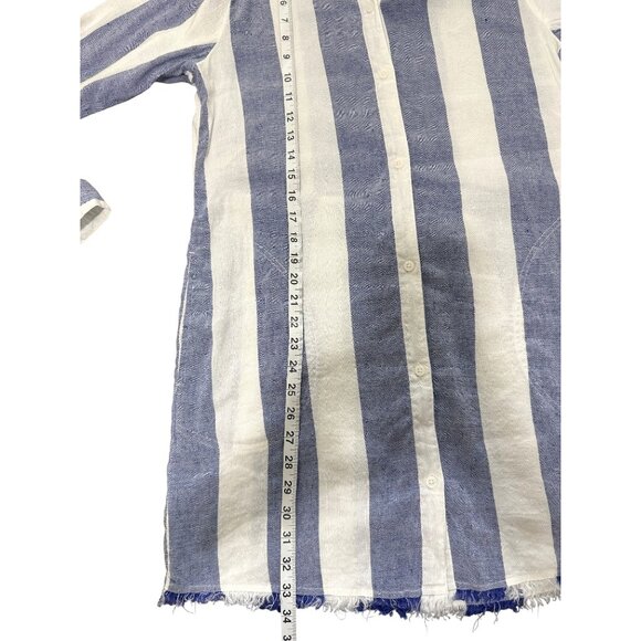 Tommy Bahama Rugby Beach Stripe Cover-Up Tunic Shirt Dress Linen Blue Size M - Picture 6 of 8
